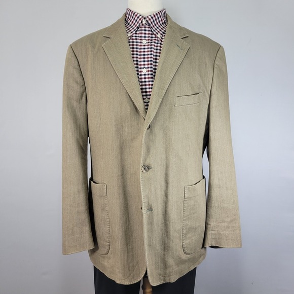 Johnston & Murphy Jackets & Blazers - Johnston Murphy Men's Sport Coat Blazer Three Button Tan Cotton Spandex Size XL